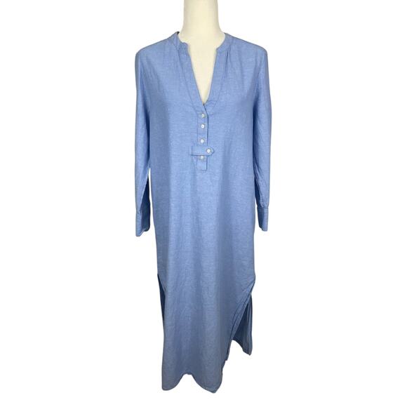 Vineyard Vines Linen Blend Button Front Midi Cover-Up Dress Blue Size Medium - Picture 1 of 12